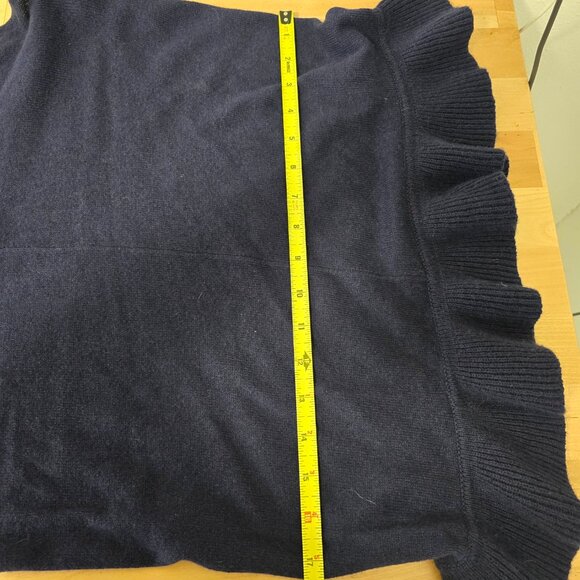 Lilly Pulitzer Tootsie Navy Blue Cotton Cashmere Ruffle Sleeve cardigan One Size - Picture 3 of 11